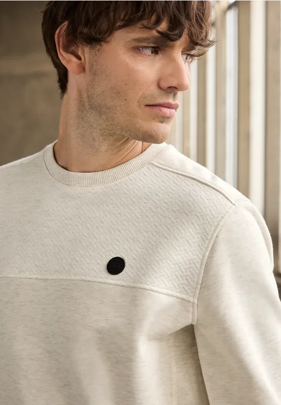 Pull mélangé à structure granite beige