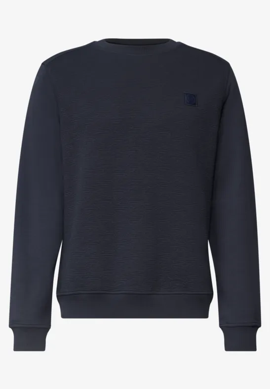 Dunkelblauer, schlichter Sweatshirt-Pullover mit Rundhalsausschnitt
