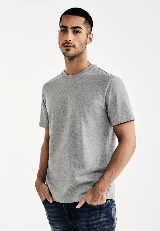 Basic T-Shirt in Unifarbe cloud grey melange