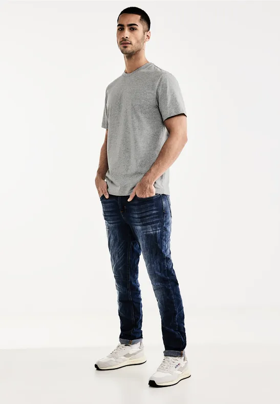 Basic T-Shirt in Unifarbe cloud grey melange