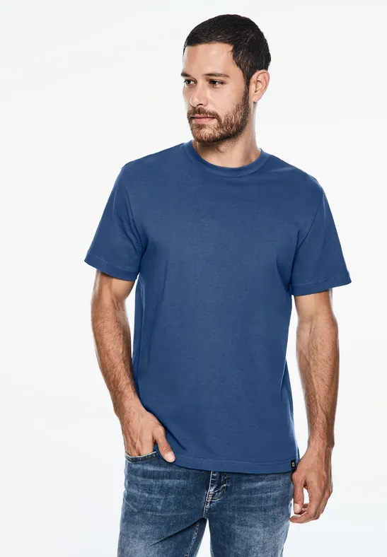 Basic T-Shirt in Unifarbe casual blue