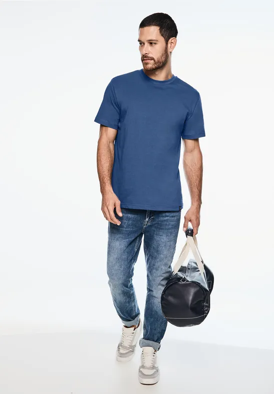 Basic T-Shirt in Unifarbe casual blue
