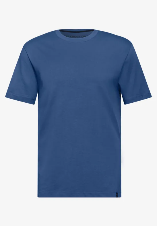 Basic T-Shirt in Unifarbe casual blue