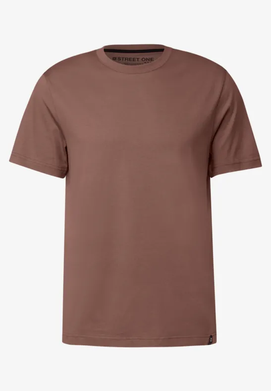 Basic T-Shirt in Unifarbe clay brown