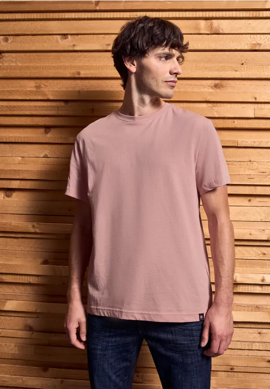 Basic T-Shirt in Unifarbe pastel peach