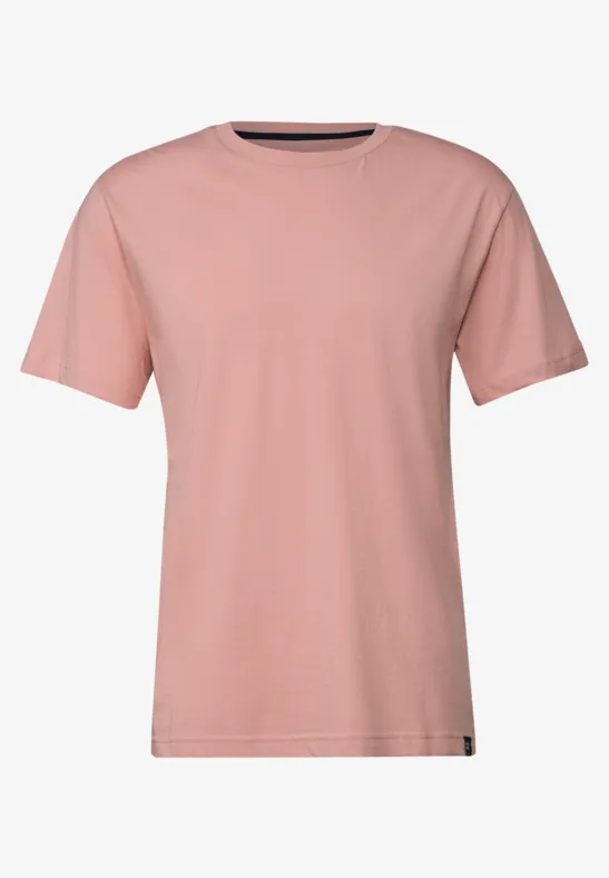 Basic T-Shirt in Unifarbe pastel peach