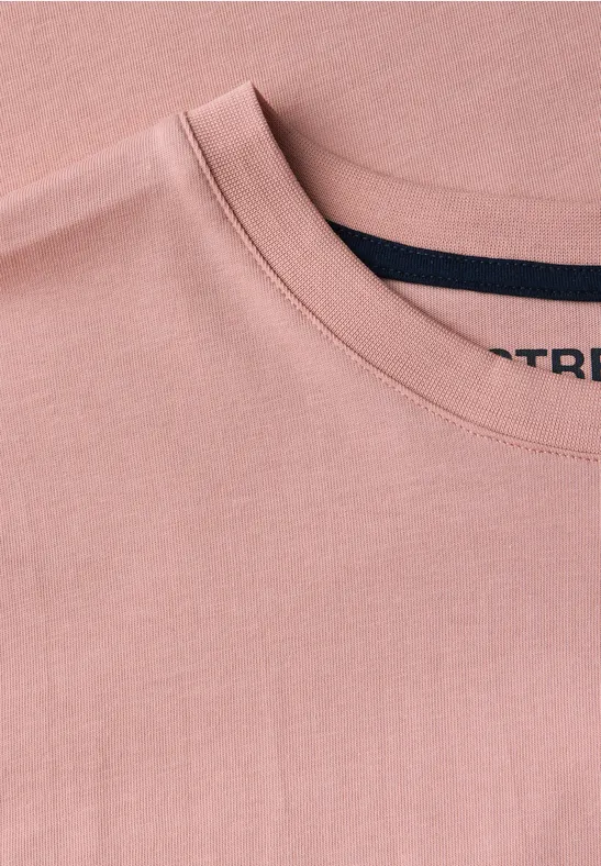 Basic T-Shirt in Unifarbe pastel peach