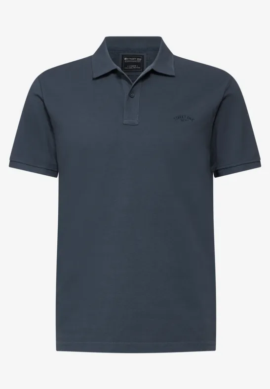 Gewassen polo marine blue