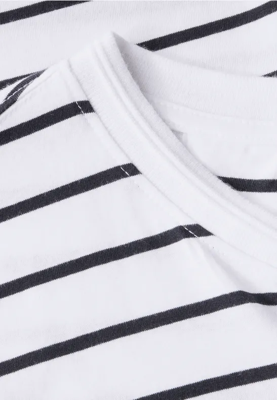 Gestreept henley shirt bright white