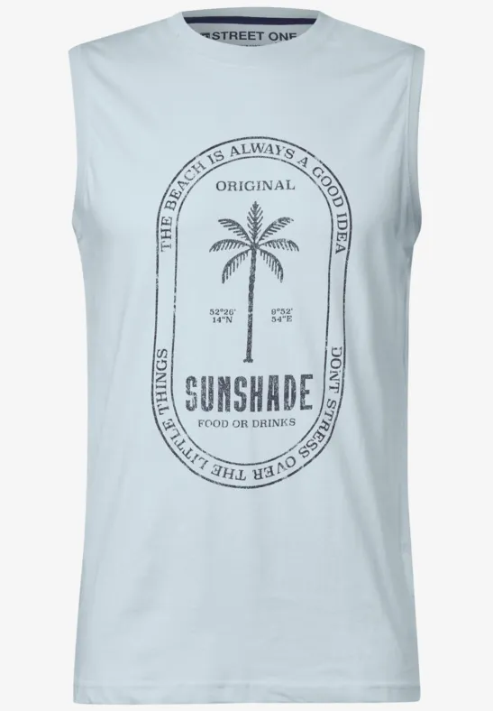 Basic Tanktop mit Print lagoon blue