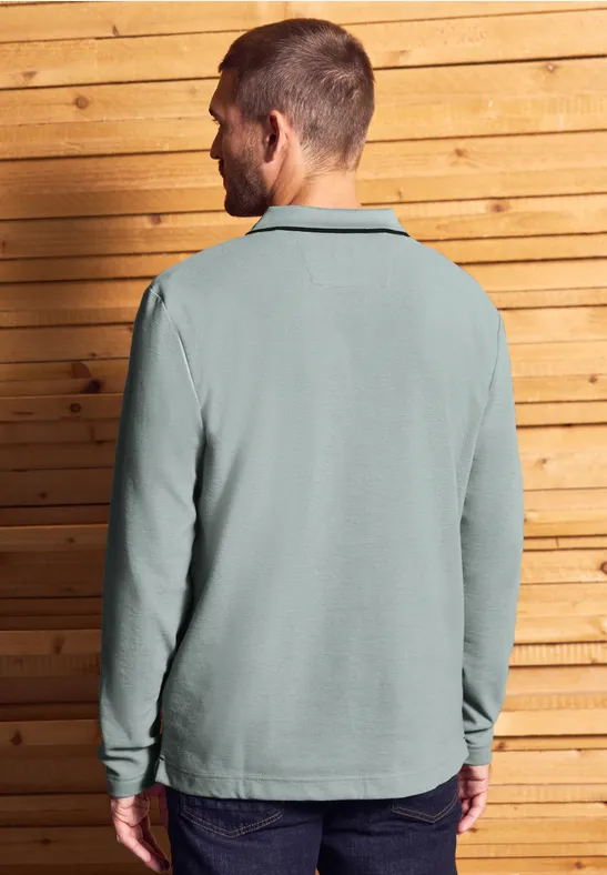Ottoman Poloshirt mit Zipper silver green
