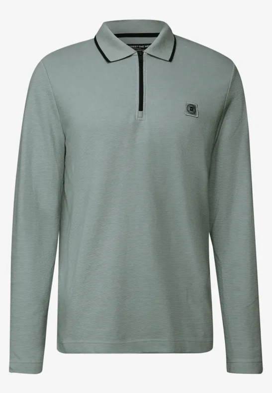 Ottoman Poloshirt mit Zipper silver green