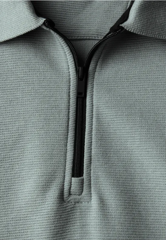 Ottoman Poloshirt mit Zipper silver green