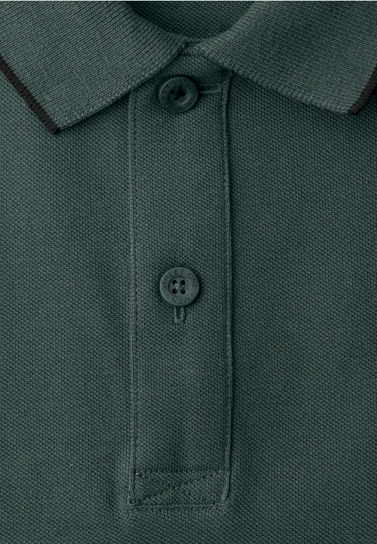 Basic Piqué Poloshirt mit Kontrastdetail sea green