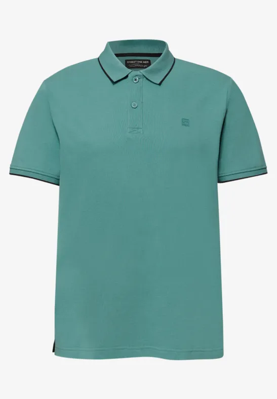 Basic Piqué Poloshirt mit Kontrastdetail caribbean green