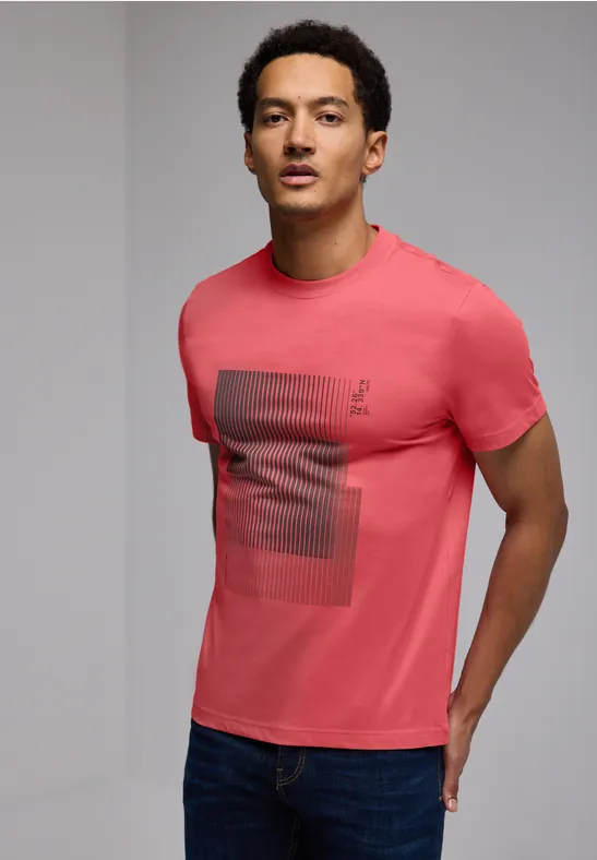 T-shirt met streepprint bleached red