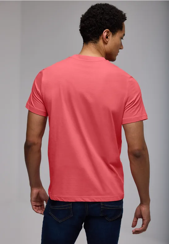 T-shirt met streepprint bleached red