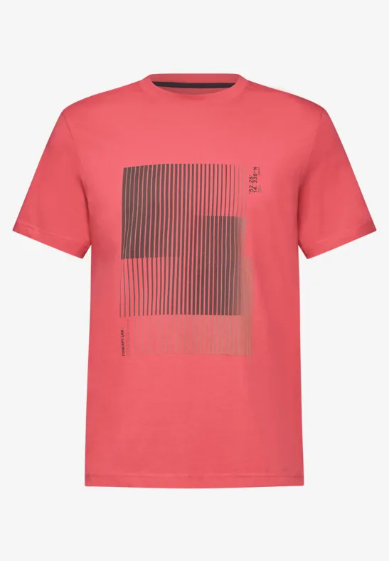 T-shirt met streepprint bleached red