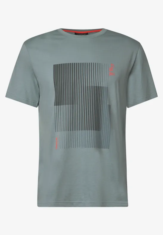 T-Shirt mit Streifen-Print silver green