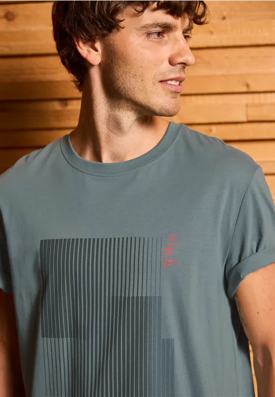 T-Shirt mit Streifen-Print silver green