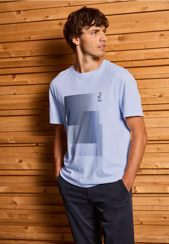 T-Shirt mit Streifen-Print soft blue