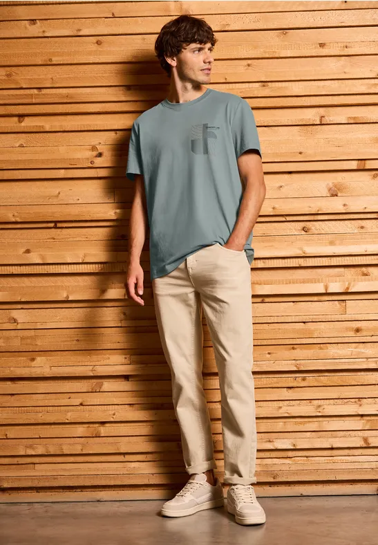 T-Shirt mit Print silver green
