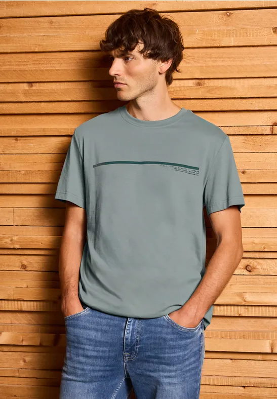 T-Shirt mit Streifen-Motiv silver green