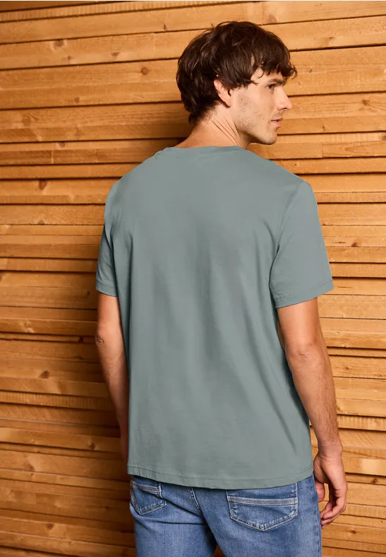 T-Shirt mit Streifen-Motiv silver green