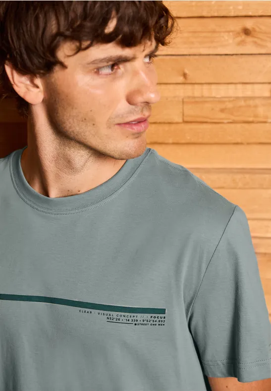 T-Shirt mit Streifen-Motiv silver green