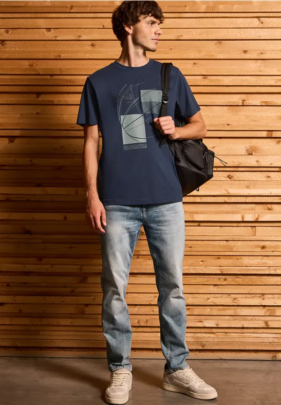 T-Shirt mit grafischem Print bold blue