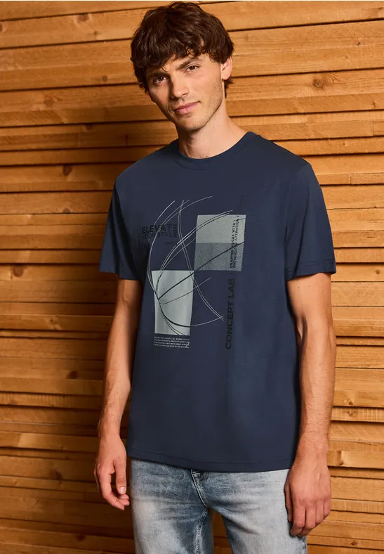 T-Shirt mit grafischem Print bold blue