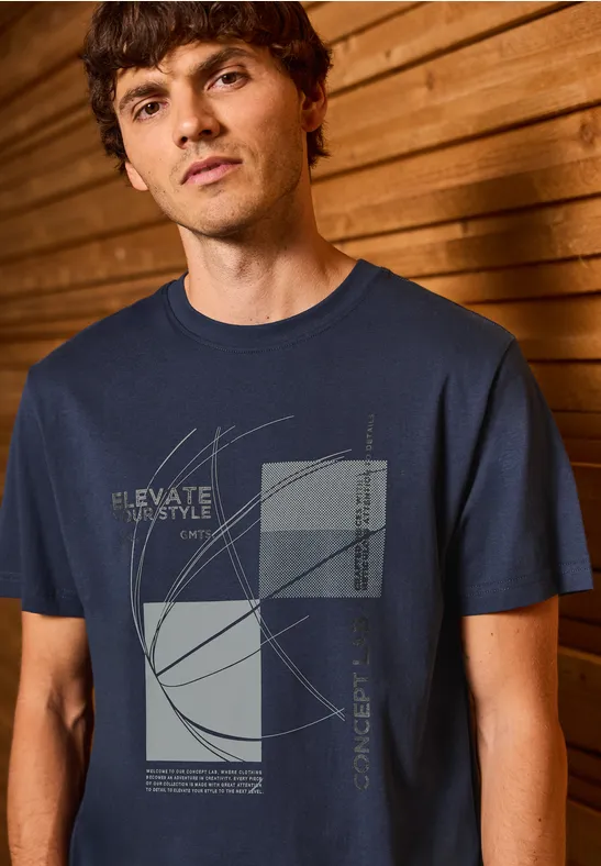 T-Shirt mit grafischem Print bold blue