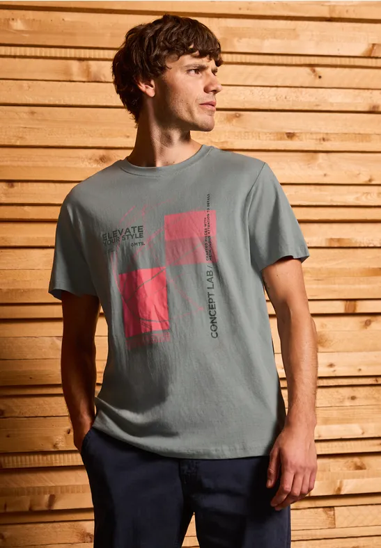 T-Shirt mit grafischem Print silver green