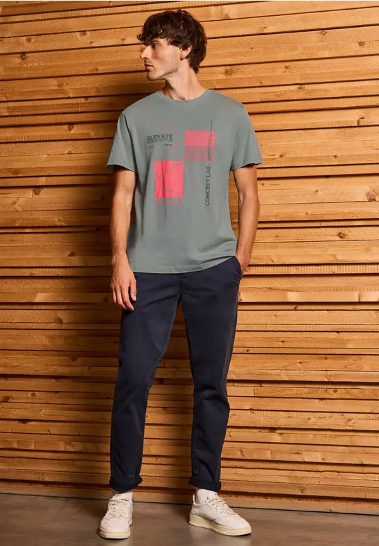 T-Shirt mit grafischem Print silver green