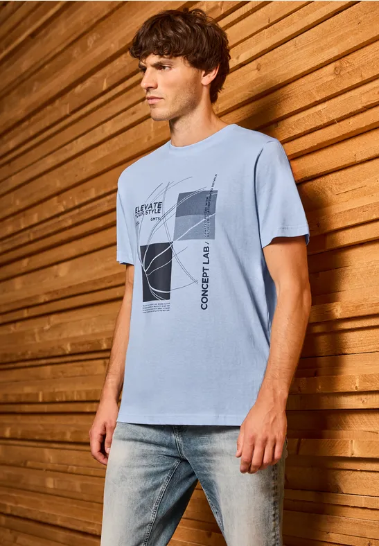 T-Shirt mit grafischem Print soft blue