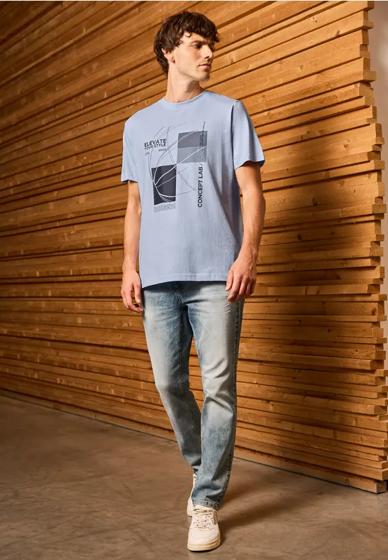 T-Shirt mit grafischem Print soft blue