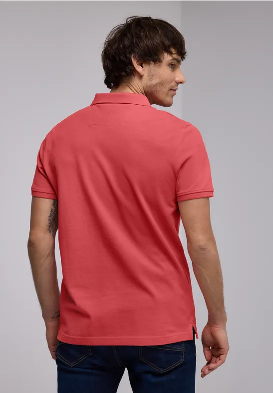 Piquée-Poloshirt mit Logo bleached red
