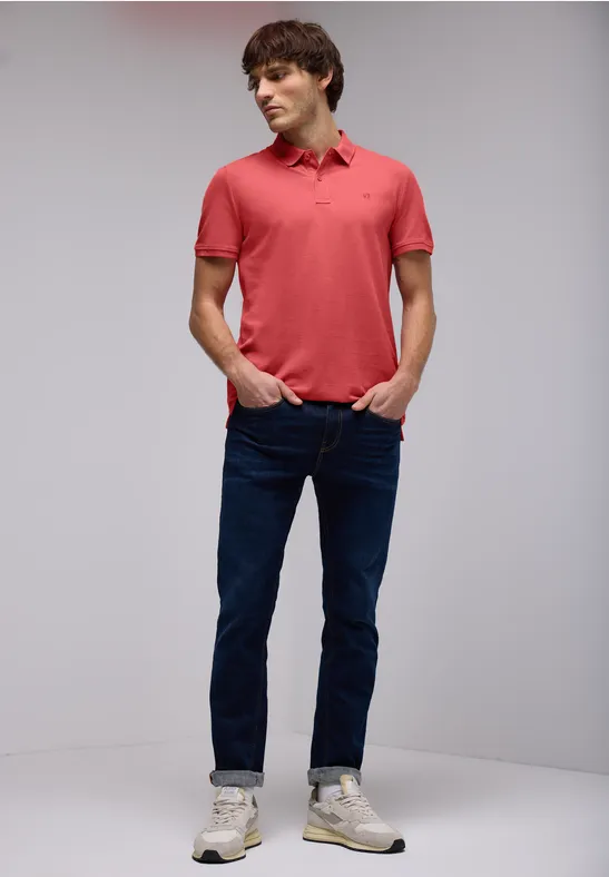 Piquée-Poloshirt mit Logo bleached red