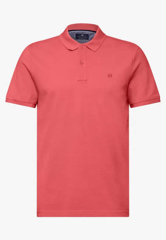 Piquée-Poloshirt mit Logo bleached red