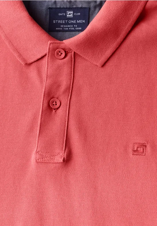 Piquée-Poloshirt mit Logo bleached red