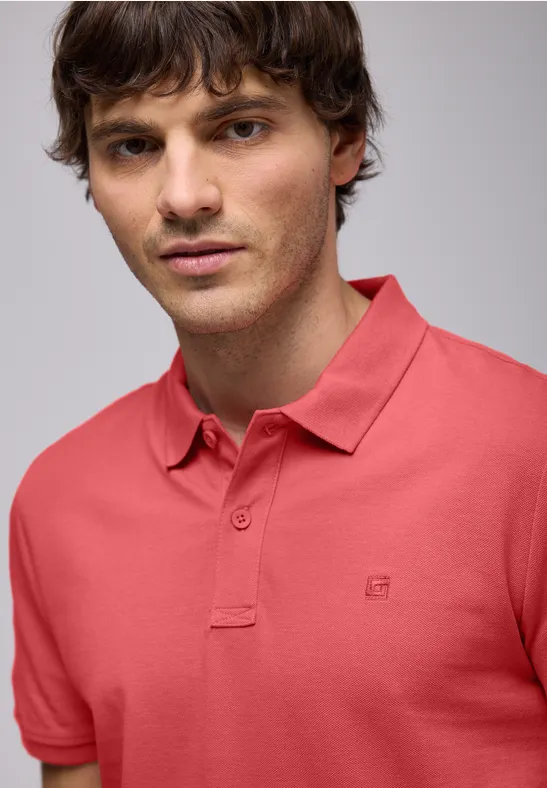Piquée-Poloshirt mit Logo bleached red