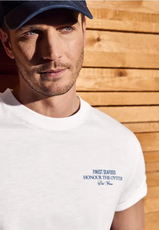 Shirt met rugprint bright white