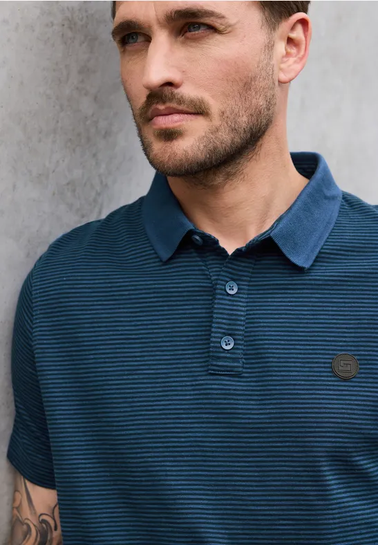 Gestreiftes Poloshirt twilight blue