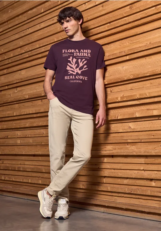 Shirt met maritieme print dark red