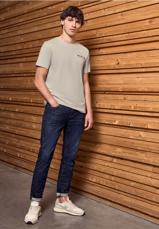 Shirt met tekstdetail basic beige