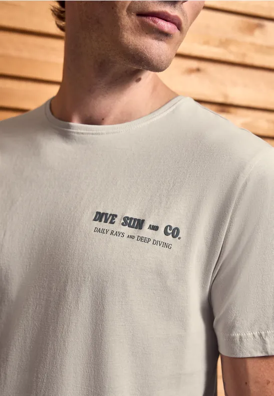 Shirt met tekstdetail basic beige