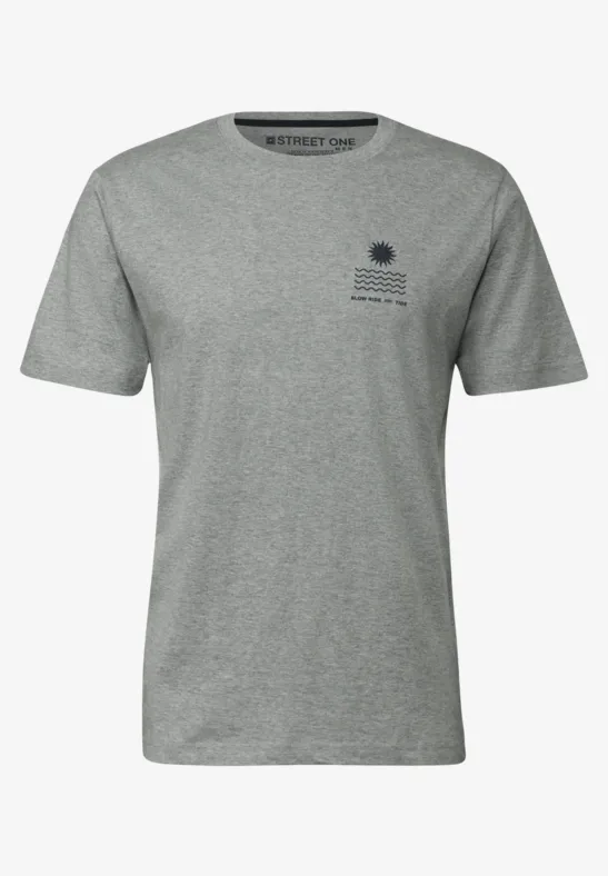 T-Shirt mit Chestprint cloud grey melange