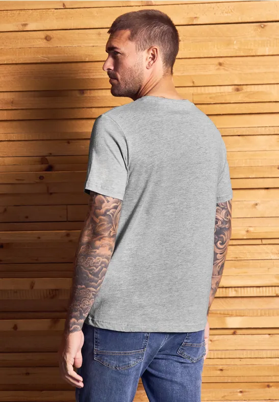 Basic T-Shirt in Unifarbe cloud grey melange