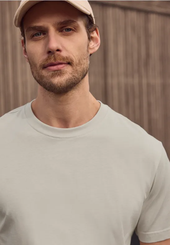 Basic T-Shirt aus reiner Baumwolle basic beige