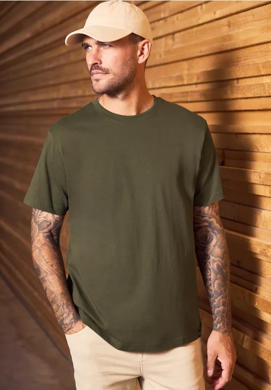 T-shirt basique en couleur unie vintage green